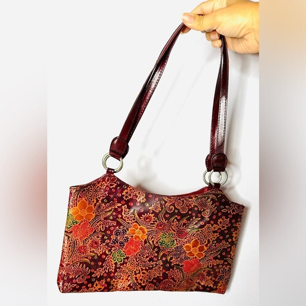 Express Floral Embossed-Style Shoulder Bag – Unique Boho Chic, 12.5" - Picture 2 of 5
